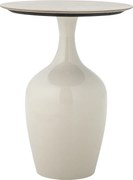 Măsuță laterală rotundă din metal, natur, blat ceramic, bază tip piedestal, finisaj lucios, 52 x 40 cm, „Lecco”