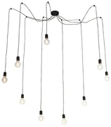 Lampă suspendată de design neagră cu 9 lumini - Cavalux