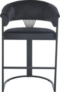 Scaun bar, cadru metalic negru, catifea, Negru/Negru