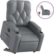 vidaXL Fotoliu rabatabil electric cu ridicare, gri, piele ecologică