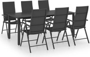 vidaXL Set mobilier de grădină, 7 piese, negru