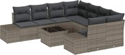 vidaXL Set de canapele pentru grădină cu pernă 9 pcs Gri poliratan