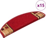 vidaXL Covorașe scări autoadezive, 15 buc., roșu, 65 x 21 x 4 cm