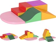 HOMCOM Set de Joacă pentru Copii 1-3 Ani cu 6 Piese de Construcție, 150x100x24 cm, Multicolor | Aosom Romania