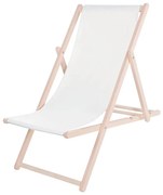 Șezlong de grădină alb/fag