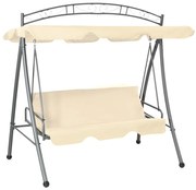 vidaXL Balansoar de exterior extensibil cu copertină, alb nisipiu