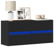 vidaXL Dulap TV de perete cu lumini LED negru 100x31x45 cm