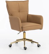 HR250K Scaun Piele Ecologică Premium Soft Culoare Caramel Bază Aurie