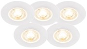 Set de 5 spoturi îngropate albe cu dimmer în 3 trepte - Ulo