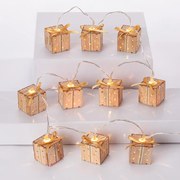 Lanţul luminos cu cadouri din lemn