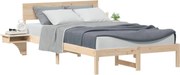 vidaXL Cadru de pat cu headboard Maro 140 x 200 cm Lemn de pin masiv