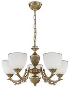 Candelabru cu 5 brate clasic design italian din alama si sticla 8651 RA-L. 8651/5
