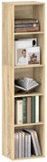 HOMCOM Bibliotecă etajeră de depozitare 5 niveluri cu rafturi reglabile pentru sufragerie, dormitor, birou, 30x24x133,5cm, natural | Aosom Romania