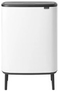 Cos de gunoi Brabantia Bo Touch Hi 1001259, 60 L, Deschideri laterale pentru transport, Picioare reglabile, Alb