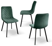 PAZZO DESIGN Set de 4 scaune Arianna din catifea verde cu picioare metalice | Aosom Romania