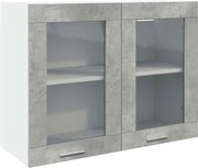 vidaXL Dulap de sticlă suspendat “Lyon” gri beton 80x31x60 cm