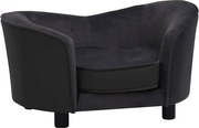 vidaXL Canapea pentru câini negru 69x49x40 cm, pluș/piele ecologică