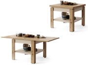 Mazzoni LEO Stejar Artisan/Bej (Șampanie) - MASĂ COMPACTĂ CU BLAT EXTENSIBIL MĂSUȚĂ DE CAFEA