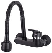 Baterie bucatarie, prindere pe perete, pipa flexibila, perlator doua functii, granit negru  TRENDY’S