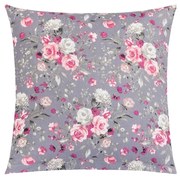 Bellatex Pernă Adéla Flori roz trandafir, gri , 40x 40 cm