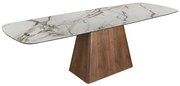 Masa extensibila design LUX Walnut-Porcelain marble, 180-260x100cm