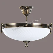 Lustra Omega cu Diam 33 cm, Desing Clasic, Finisaj Bronz Antic, Abajur Alb - Bussy Lighting 3035-52-42B