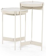 Set 2 masute laterale din metal si marmura Sib 35x35x49 cm / 30x30x60 cm bej