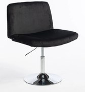 HR150N Scaun Neagră din Catifea cu Bază Cromata