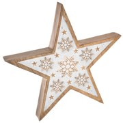 InDecor Steaua de Crăciun din lemn de mango White,25 x 4 x 25 cm