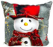 Perna decorativa de Craciun 40x40 cm cu om de zapada PPC04