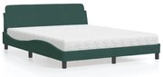 vidaXL Pat cu saltea, verde închis, 160x200 cm, catifea