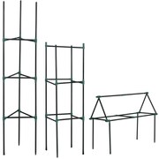 Outsunny Suport Tomate 3 Nivele din Oțel și PP Verde pentru Plante Cățărătoare Fructe Legume 38x38x182 cm | Aosom Romania