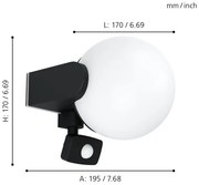 Aplică de exterior cu senzor RUBIO 1xE27/15W/230V IP44 Eglo 99573