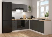 Set bucatarie JUNONA LINE, gri grafit/alb, PAL, 200x220 cm, cu blat st