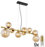 Lustră LED pe tijă RIHA 9xG9/3W/230V alamă Globo 56135-9H