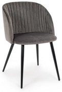 Scaun dining gri din catifea si metal, Queen Bizzotto