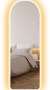 HOMCOM Oglindă de Perete în Formă de Arc cu Iluminare LED, Control Tactil și Sticlă Călită, 40x3x120 cm, Transparentă | Aosom Romania