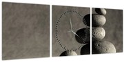 Tablou - Pietre gri (cu ceas) (90x30 cm)