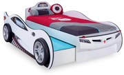 Pat masinuta pentru copii Race Cup White, 190 x 90 cm