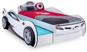Pat masinuta pentru copii Race Cup White (190x90 cm) cu pat suplimentar (90x180 cm)