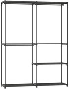 HOMCOM Dulap de Haine cu 2 Bare și 4 Rafturi, din Material Non-Țesut, Plastic și Oțel, 142x43x185 cm, Negru | Aosom Romania