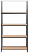 Bibliotecă neagră/în culoare naturală cu aspect de lemn de stejar 77x150 cm Seaford – Actona