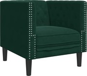 vidaXL Fotoliu Chesterfield, verde închis, catifea
