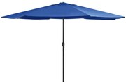 vidaXL Umbrelă de soare de grădină, stâlp metalic, azuriu, 390 cm