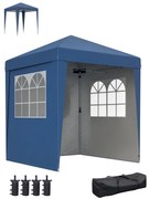 Outsunny Tonela barnum de grădină pop-up pliantă reglabilă în înălțime protecție UV 30+ 3 pereți laterali albastru închis | Aosom Romania