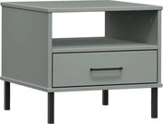 vidaXL Noptieră cu picioare metalice „OSLO”, gri, lemn masiv pin