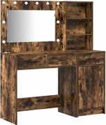 vidaXL Masă de Machiaj cu lumini de oglindă 2 pcs Maro Lemn compozit