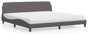 vidaXL Pat cu saltea, gri, 200x200 cm, piele ecologică