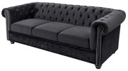 Canapea clasica stil englezesc Chesterfield 3 locuri, catifea neagra