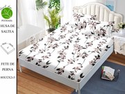 Husa de pat cu elastic 180x200 din Bumbac Finet + 2 Fete de Perna - Flori Roz Pal